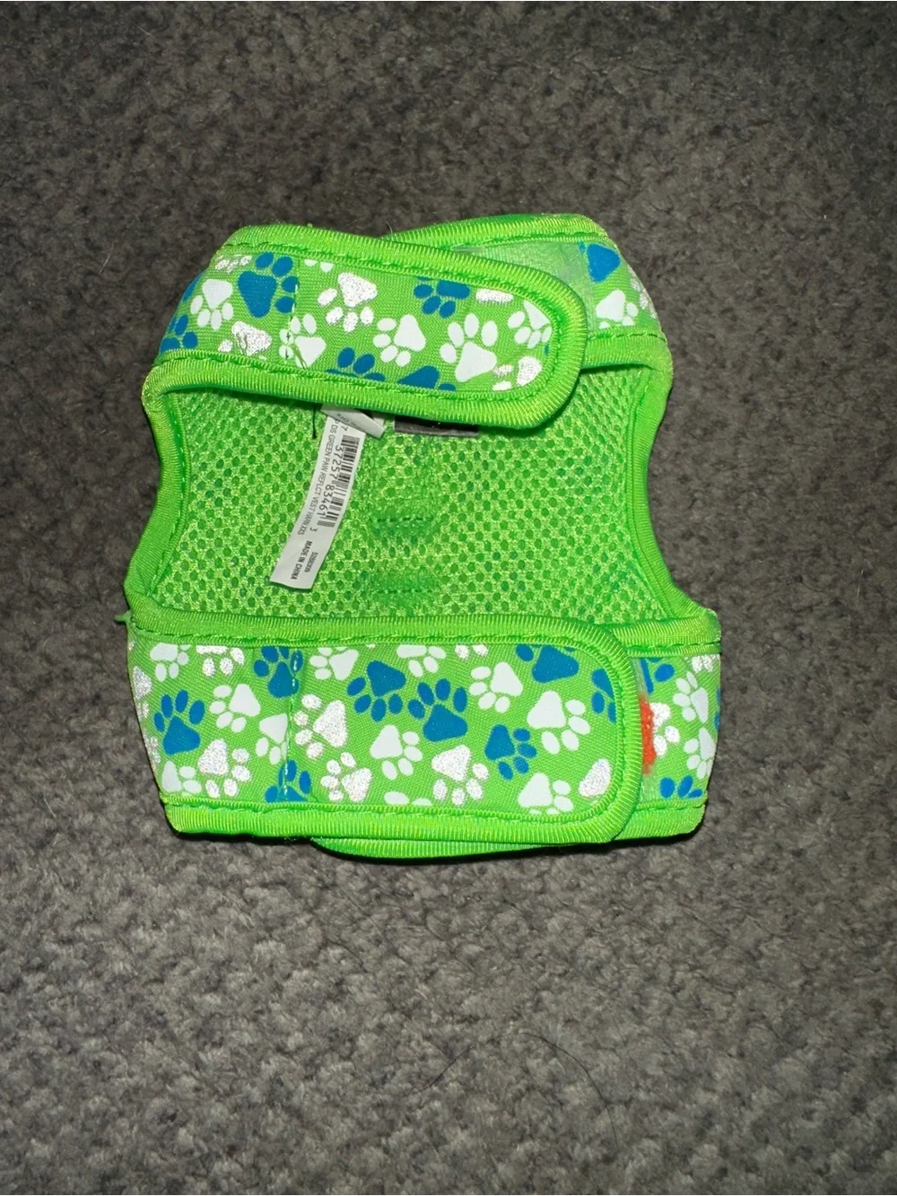 Top Paw Green Paw Print Reflective Dog Harness